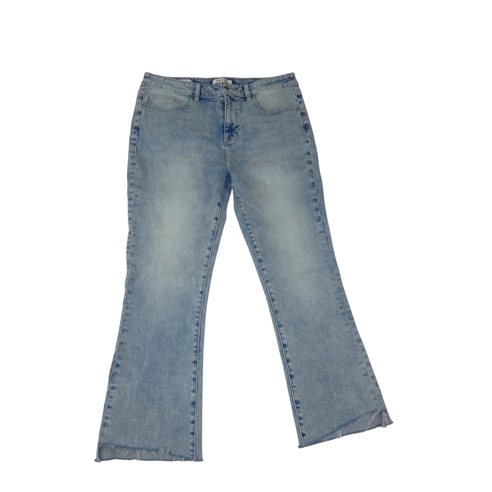Vigoss Miley Pop Crop Light Wash High Rise Raw Hem Jeans Womens Size 32 4162